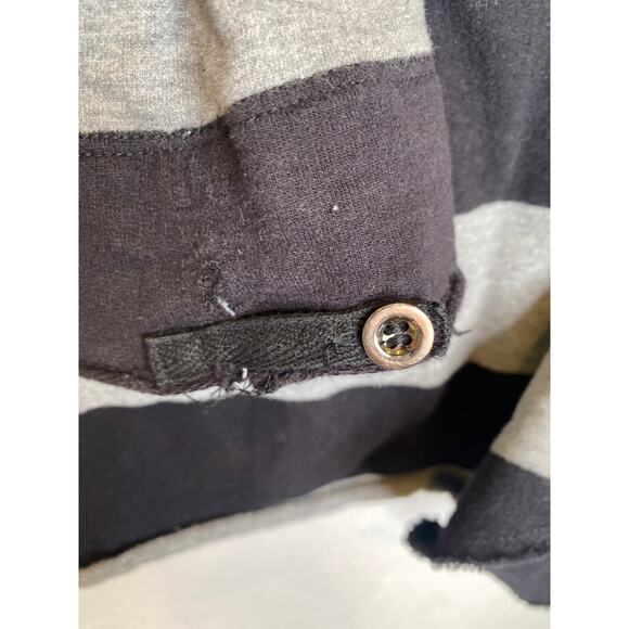 Allen B. Allen Schwartz Ponte Knit Stripe Zip Ruffle Cardigan EUC Sz Lg Cotton - Picture 2 of 13